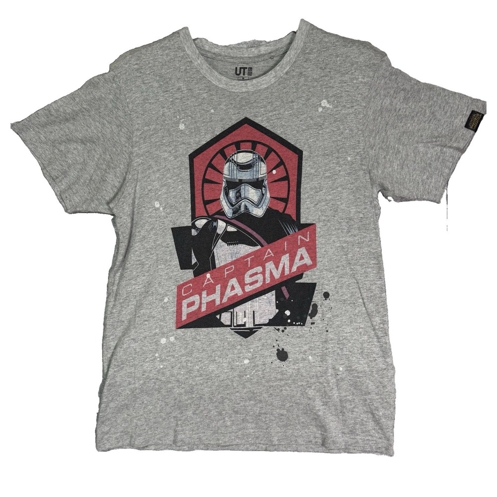Uniqlo UT Stars Wars Captain Phasma T-shirt Men's Medium Gray Graphic Tee Cotton